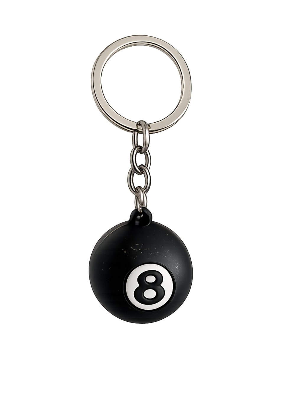 Rubber 8 Ball Silver Keychain